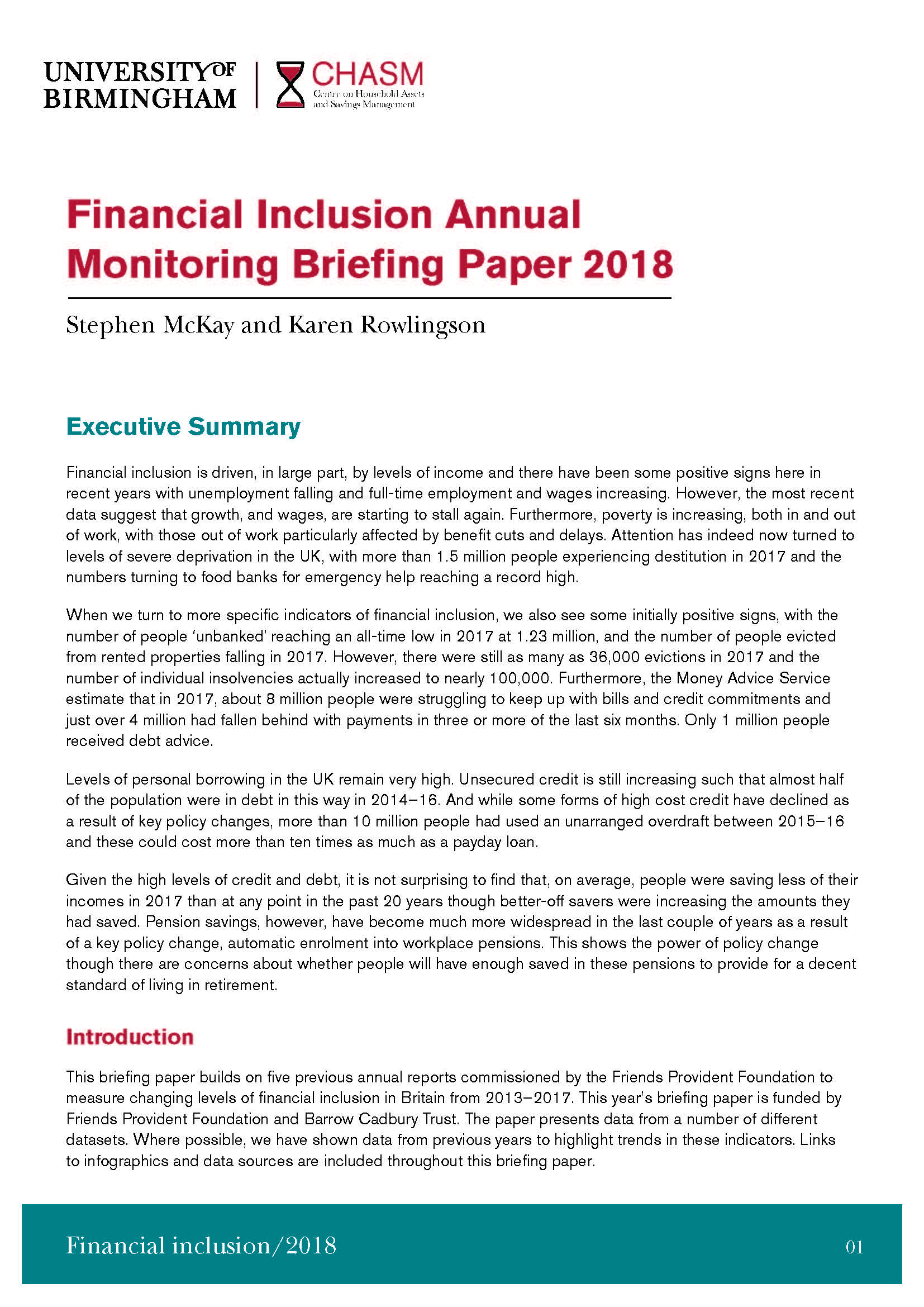 Financial Inclusion Annual Monitoring Briefing Paper 2018 - image