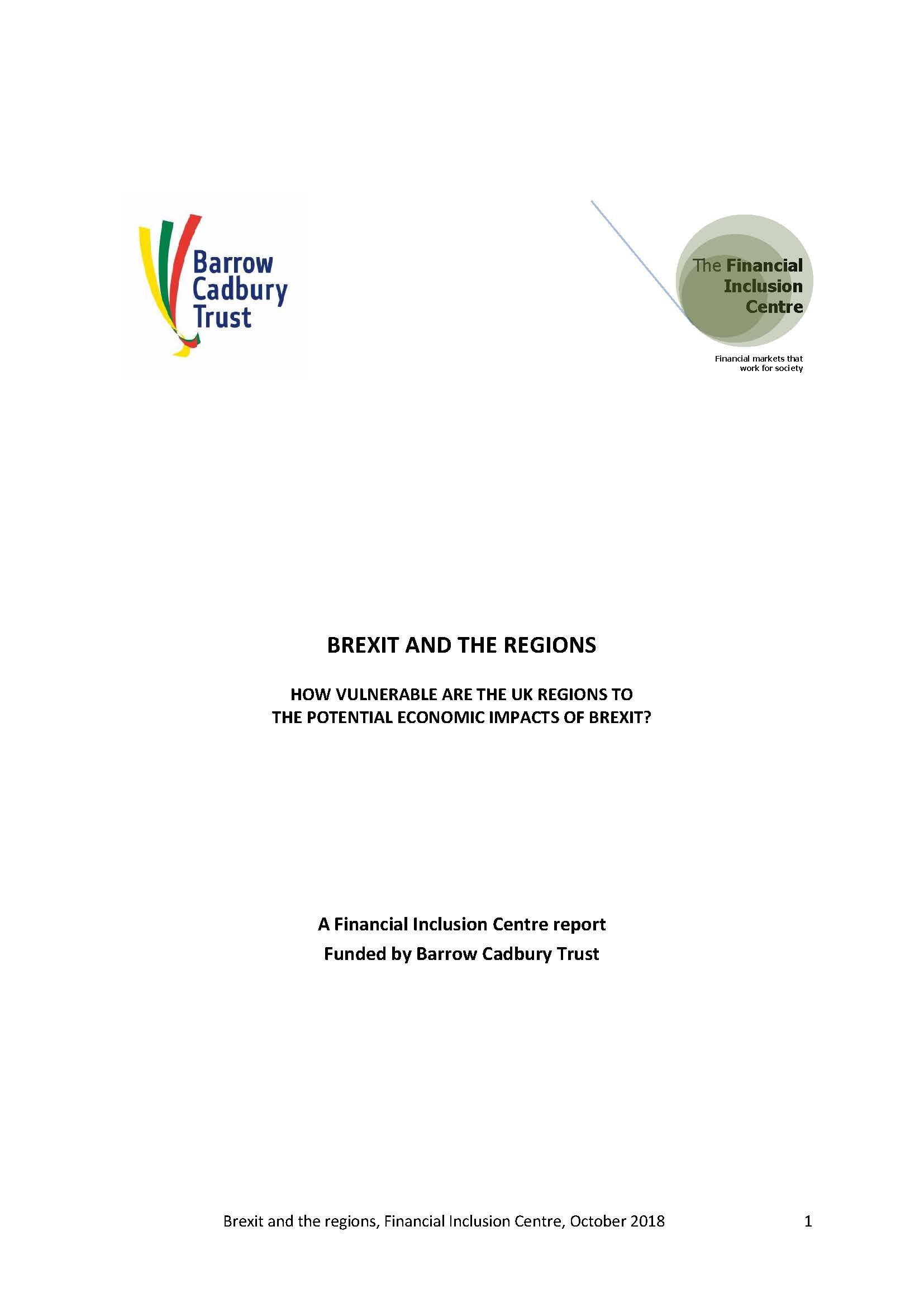 Brexit and the regions: How vulnerable are the UK regions to the potential economic impacts of Brexit – a summary - image