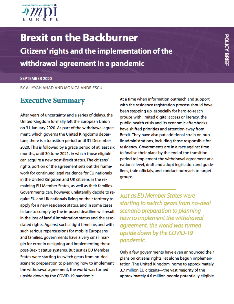 Brexit on the backburner: Citizens’ rights and the implementation of the withdrawal agreement in a pandemic - image